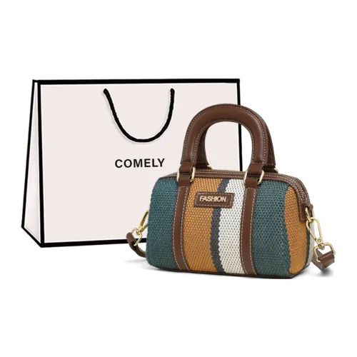 COMELY Fabric With Synthetic Leather Handbag Regular Women's Blue