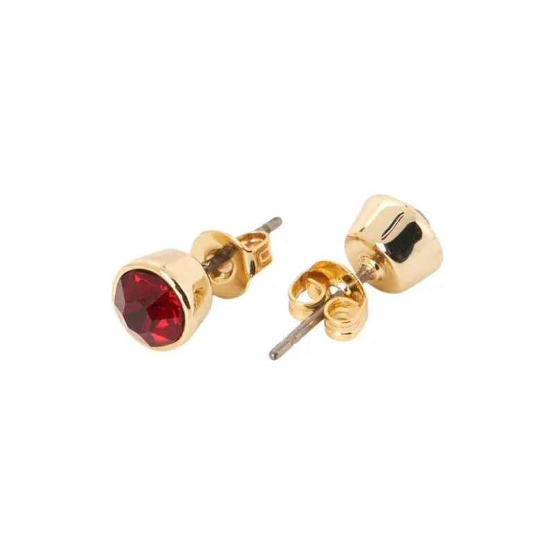 COACH Brass Stud Earrings Women's Gold/Red-1