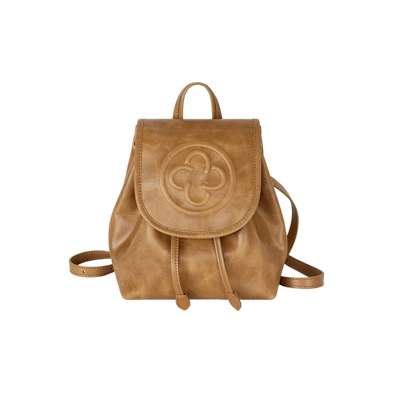 CASSILE Cow Leather Backpack Small Size Women's Amber-1