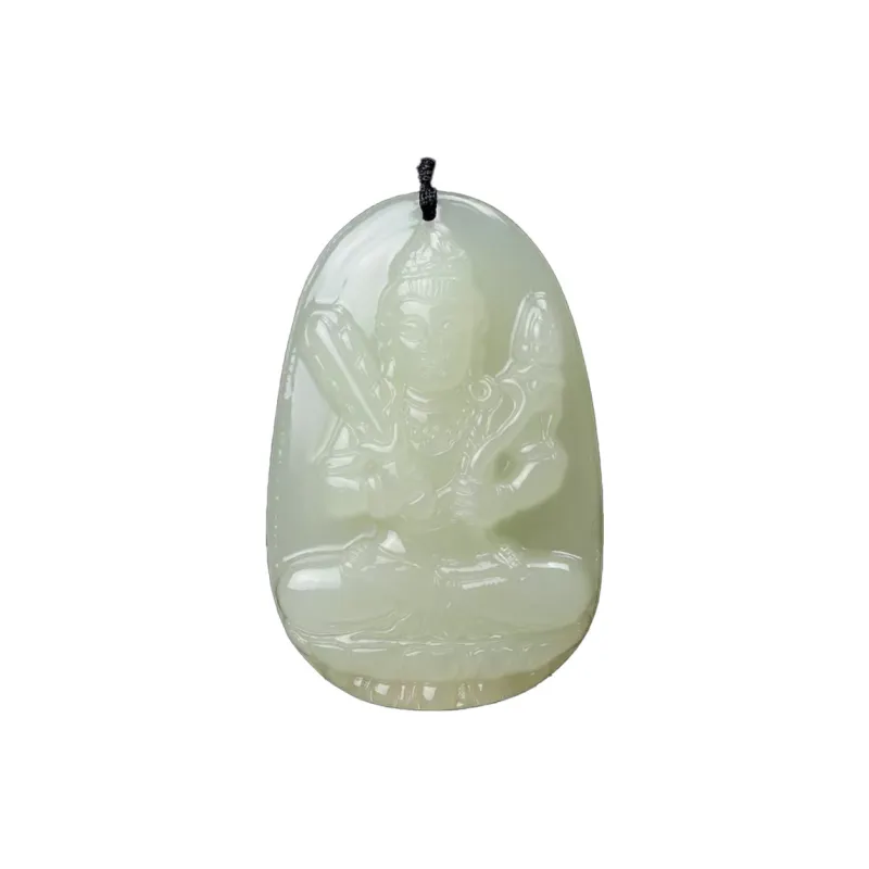 YULONGFEITIAN Hetian Jade Pendants Green Jade Unisex-1