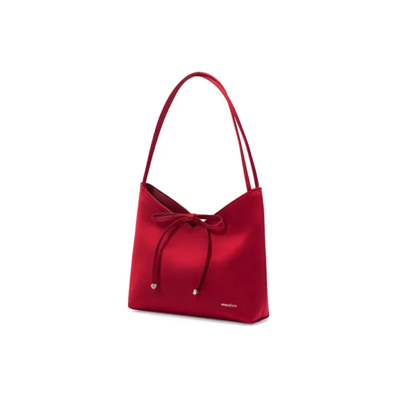 Muuluu Fabric Years Letter Wedding Bag Handbag, Shoulder Bag Medium Size Women's Vintage Red/Black-2