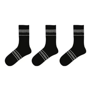 Vine Color Mid Calf Socks Unisex 3 Pack Sparkling Silver Black
