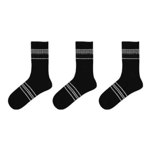 Vine Color Mid Calf Socks Unisex 3 Pack Sparkling Silver Black