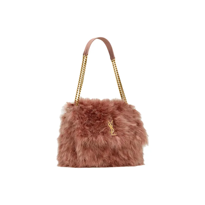 SAINT LAURENT Niki Feather Shoulder Bag Women's Pink Brown-1