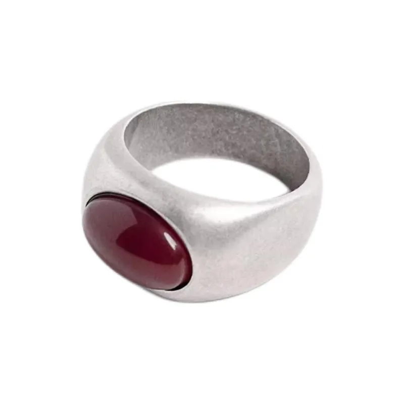 ZARA Metal 925 Silver-Plated Zinc Acrylic Silver Artificial Gemstone Rings Men's Silver-1