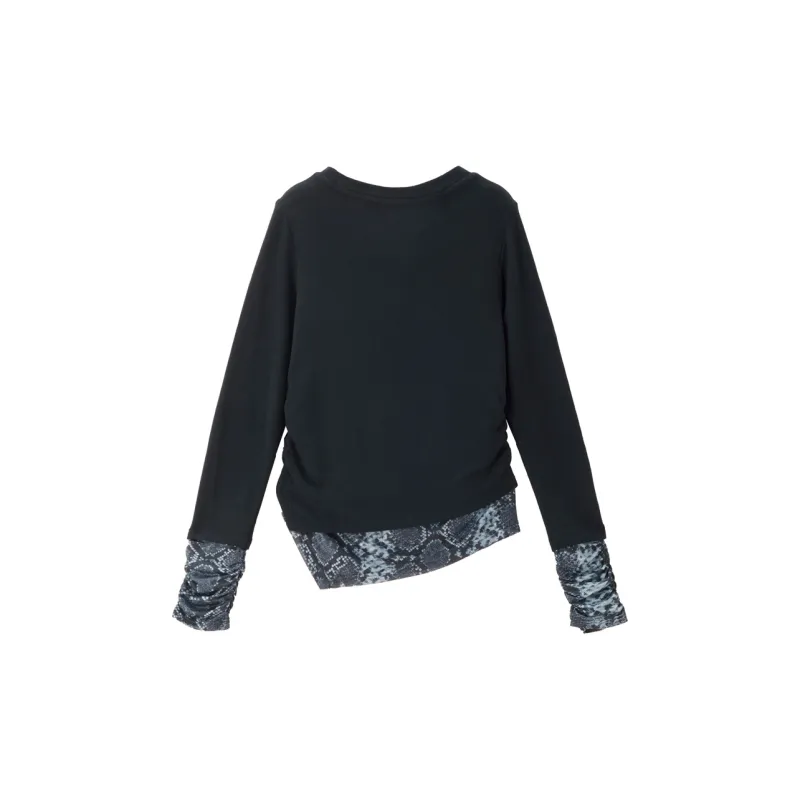 UNIQLO Regular T Shirt Women's Snakeskin Print Black-1