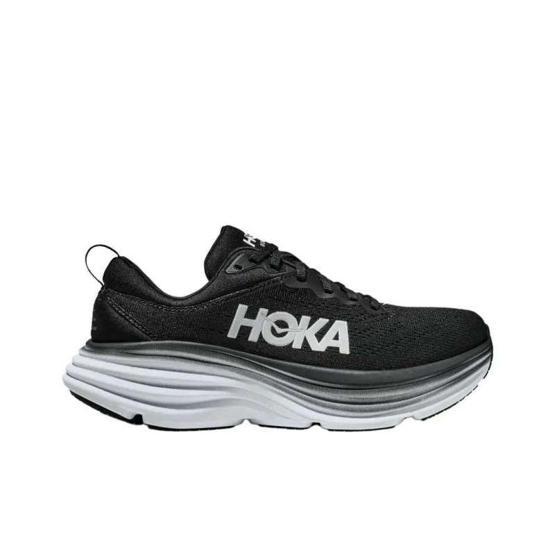 HOKA ONE ONE Bondi 8 Anti Slip Wear Resistant Low Top Casual Running Shoes Men's Black White-1