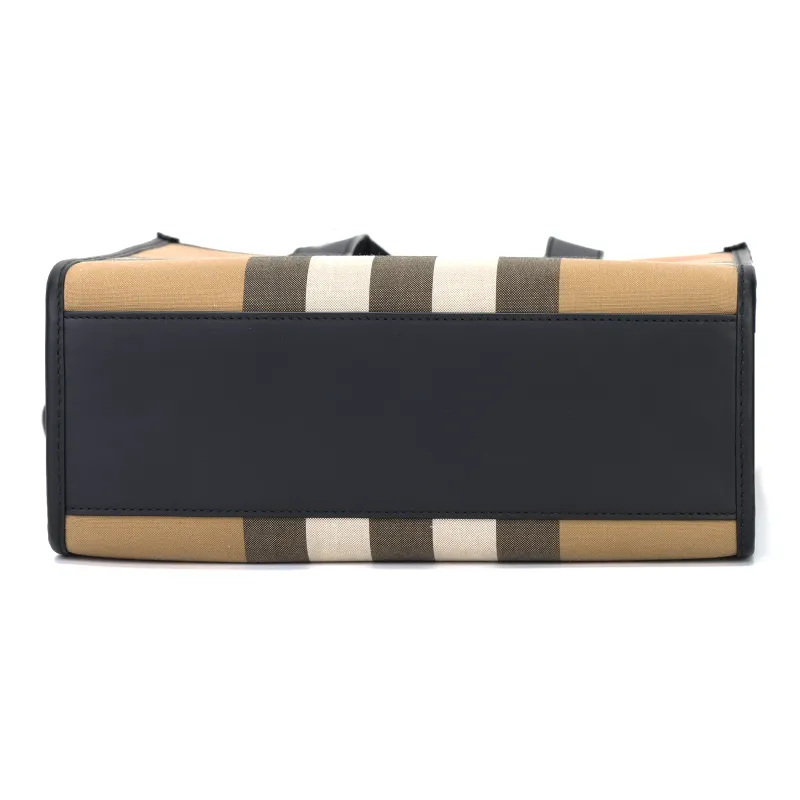 Burberry House Canvas One Shoulder Handbag Unisex Gray Brown-5