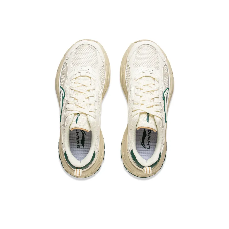 LiNing Star Ring Slip Resistant, Abrasion Resistant, Breathable Low Top Casual Shoes Women's White Green-3