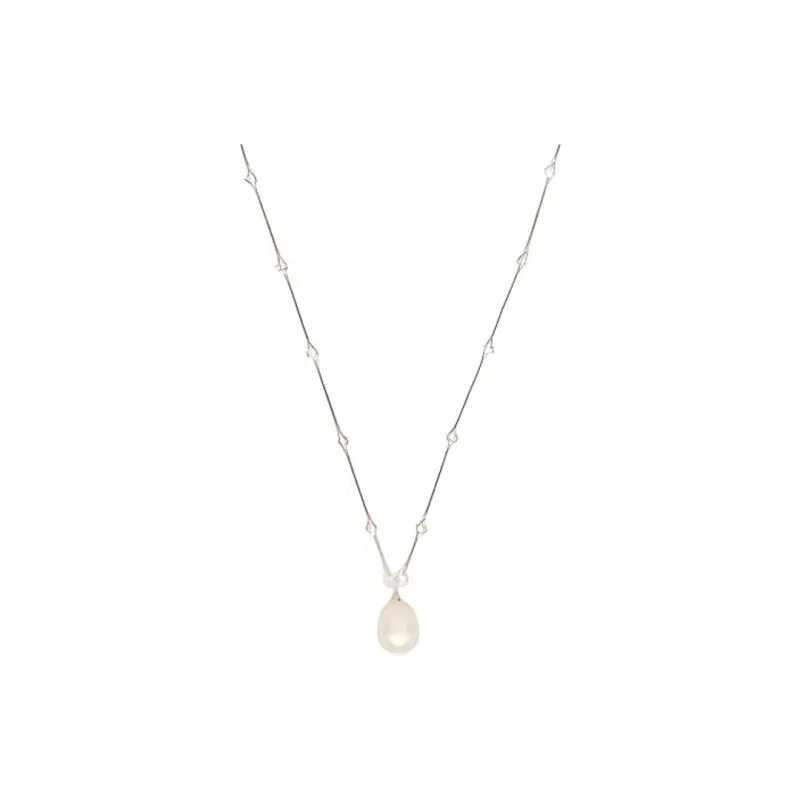 Valentino Metal Artificial Pearl Swarovski Crystal Baroque Glass Pearl Necklaces Women's White-0