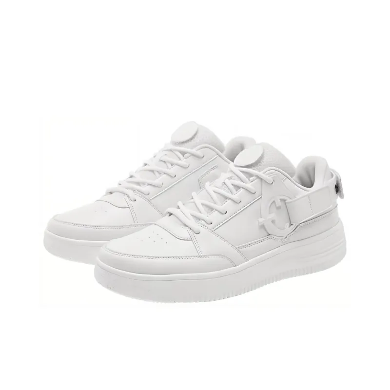 RIGORER Coverage Warm Slip-Resistant Cushioning Wear-Resistant Low-Top Skateboard Shoes Men's White-2
