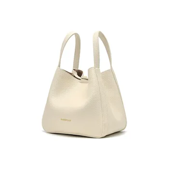 PIERPOLO Cow Leather Handbag Medium Size Women's Oatmeal White