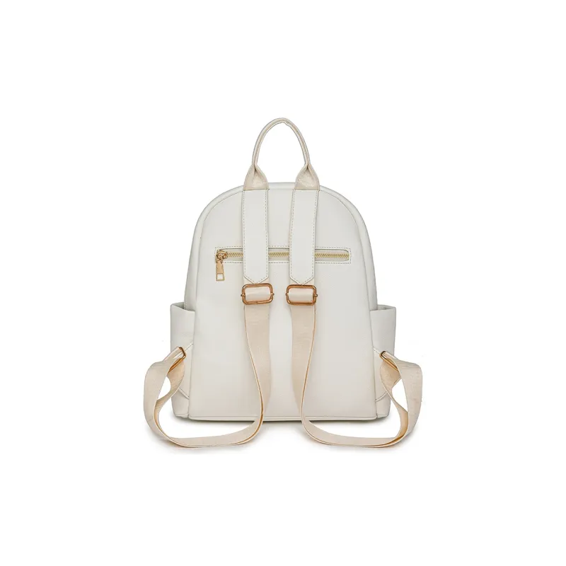 Yalu PU Laptop Bag Backpack Regular Women's White/Black-2