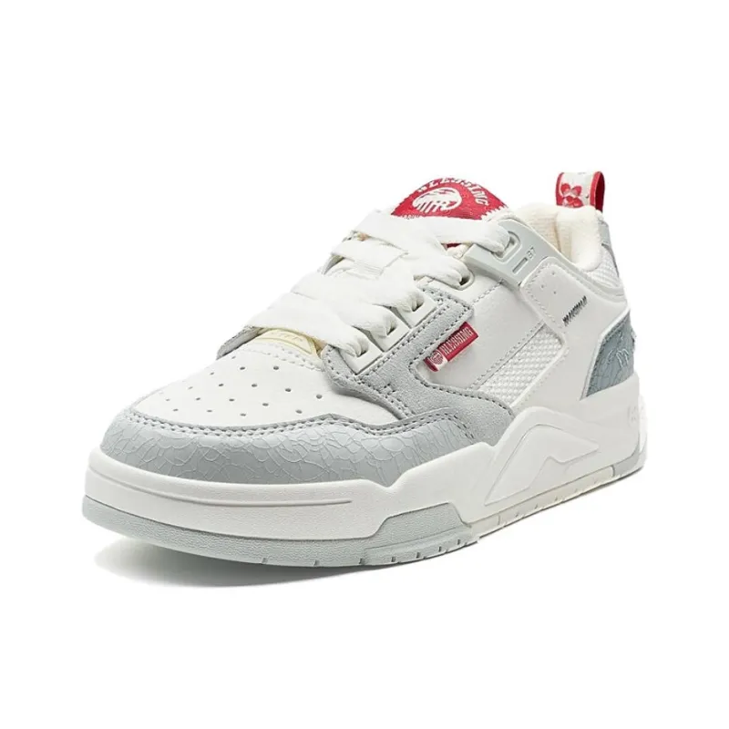 XTEP New Light Abrasion Resistant Cushioning Low Top Skateboard Shoes Women's White Gray-1