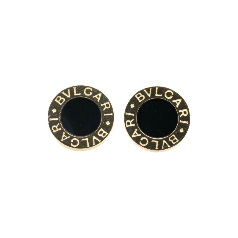 BVLGARI 21st Century 18K Yellow Gold Onyx BVLGARI BVLGARI Stud Earrings-0