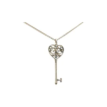 TIFFANY & CO. 21st Century Sterling Silver Enchant Heart Key Pendant Necklace