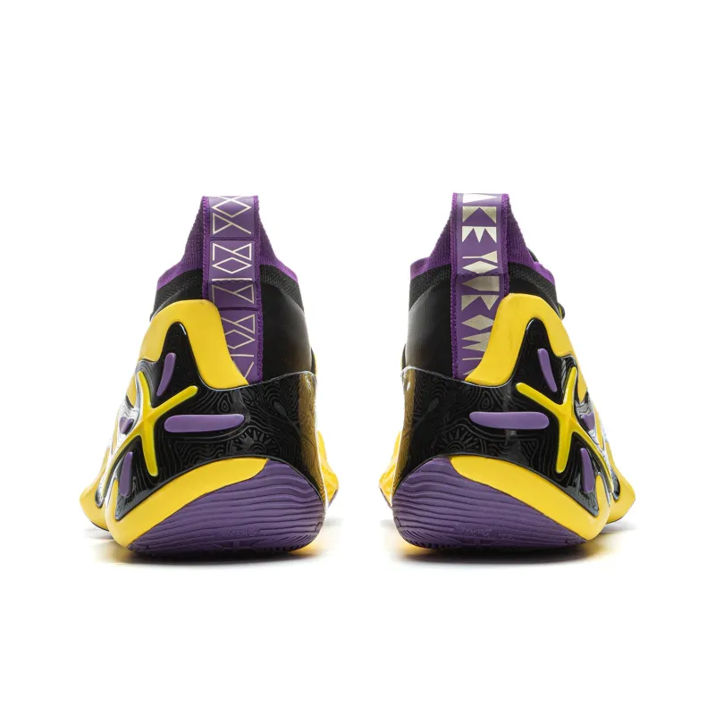 LiNing Wow11 Cushioning Anti-Slip And Wear-Resistant Lightweight Rebound Low-Top Basketball Shoes Men's Yellow Purple-5