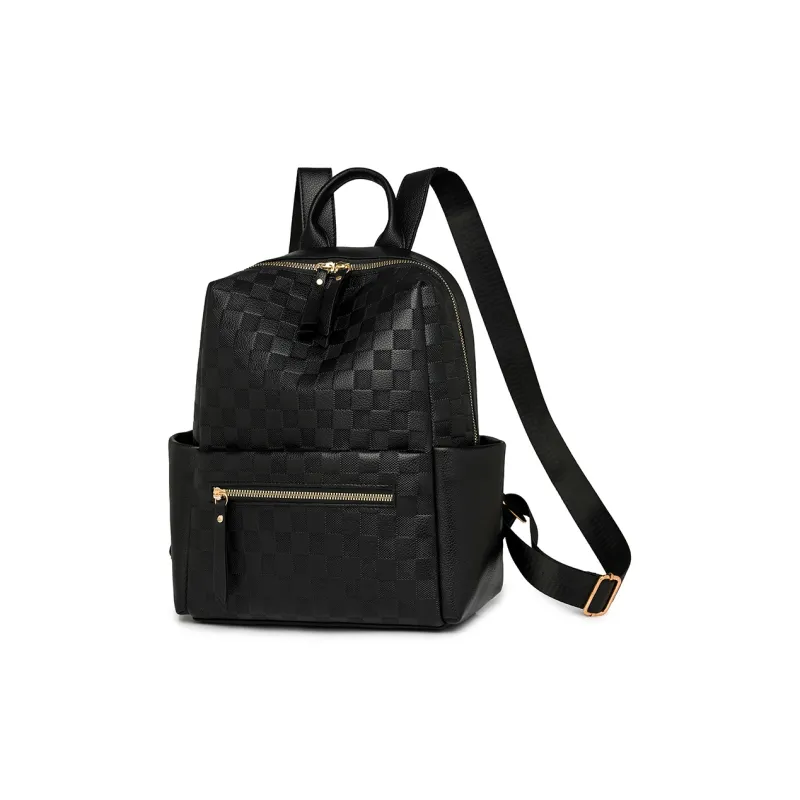 Yalu PU Laptop Bag Backpack Regular Women's White/Black-8