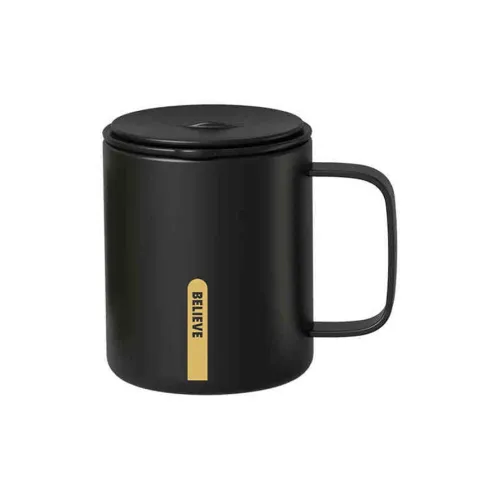 Yalu High End Minimalist Style Bubble Tea 316 Stainless Steel With Controller Tea Cup Keep Warm Mug Black 400ml