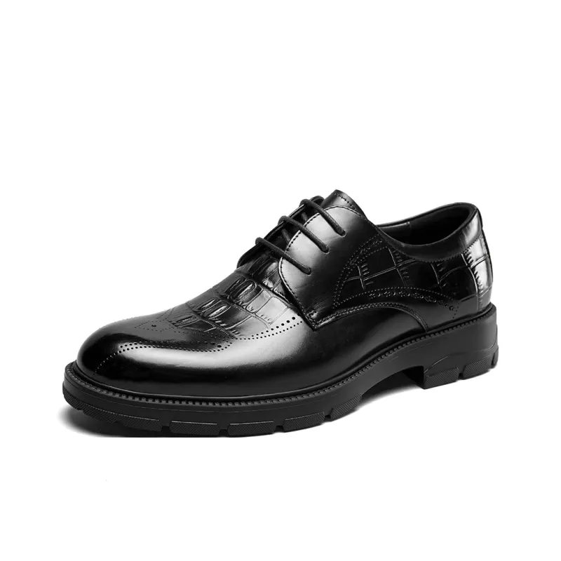 YEARCON Dress Shoes Men Low Top Coffee-1
