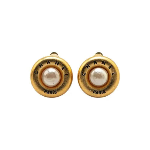 CHANEL 1994 Plated Faux Pearl Clip On Costume Earrings