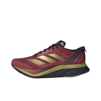 Adidas Adizero Boston 12 Anti Slip Wear Resistant Low Top Running Shoes Unisex Red Gold