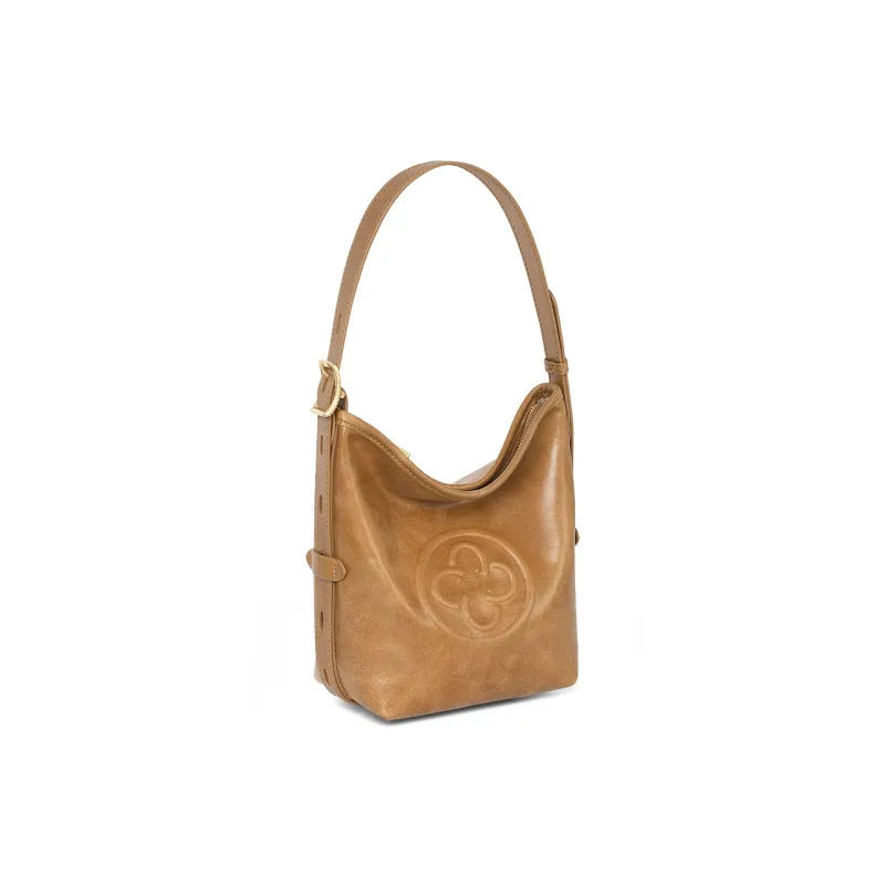 CASSILE Cow Leather Crossbody Bag, Shoulder Bag Trumpets Women's Amber-2