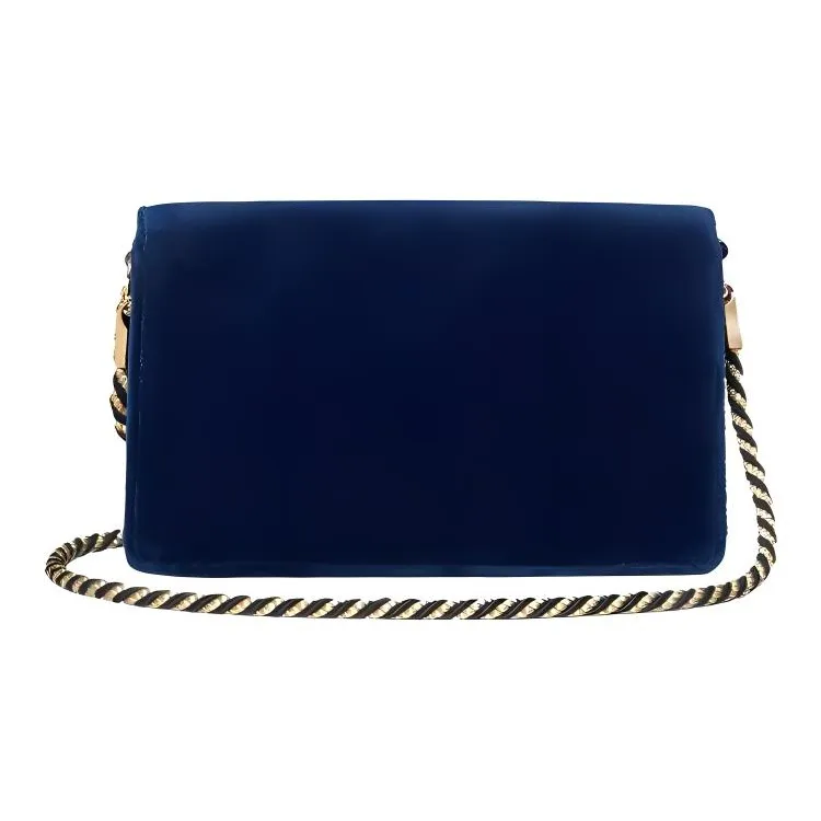 GUCCI Velvet Velour Shoulder Bag Crossbody Bag Women's Dark Blue-2