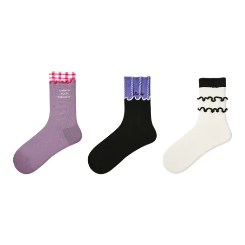 Vine Color Mid-Calf Socks Unisex 3 Pack