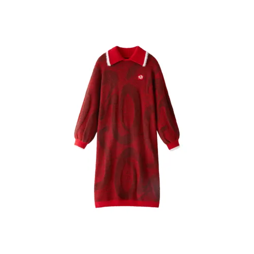 Bananain x ZHUJINGYI Artist Collaboration Series Nightgown Women's Good Luck Red