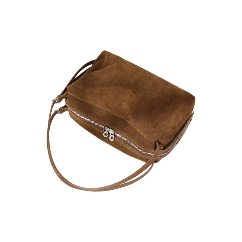 COURONNE Matte Cow Leather Handbag, Shoulder Bag Regular Women's Dark Brown/Blueberry Purple/Dark Coffee/Graphite Blue-5
