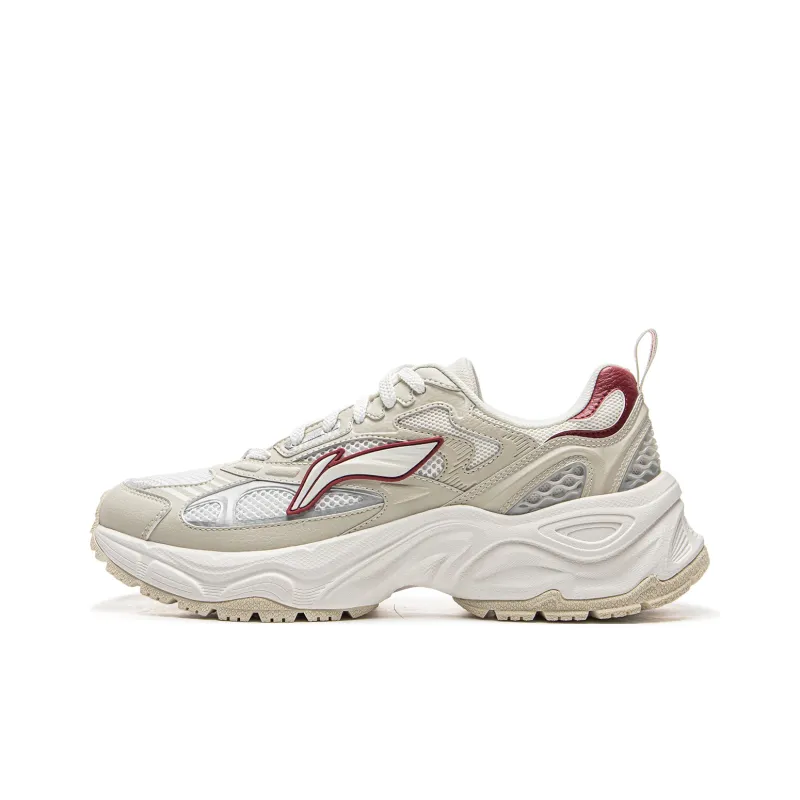 LiNing Star Ring Cushioning Abrasion Resistant Breathable Low Top Casual Shoes Men's Ecru-0