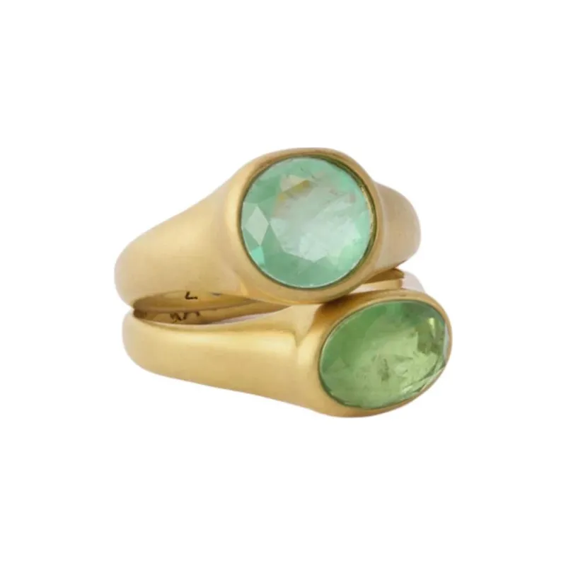 Roxanne Assoulin Brass Glass Cubic Zirconia Rings Women's Gold-2
