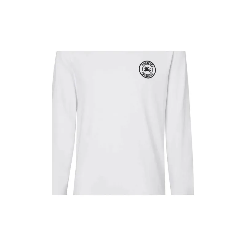 Burberry Embroidered Logo Cotton Long Sleeve T shirt-7