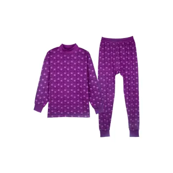 Cotton Gene Thermal Set Women's Red Purple Circle