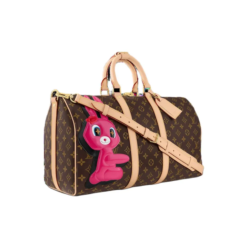 LOUIS VUITTON Sun Yitian Collaboration Keepall Leather Trim One Shoulder Crossbody Portable Travel Bag Women's-1