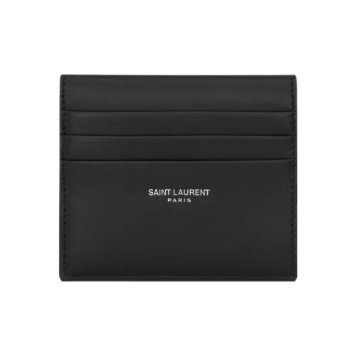 SAINT LAURENT PARIS Calfskin Card Holder Unisex Black