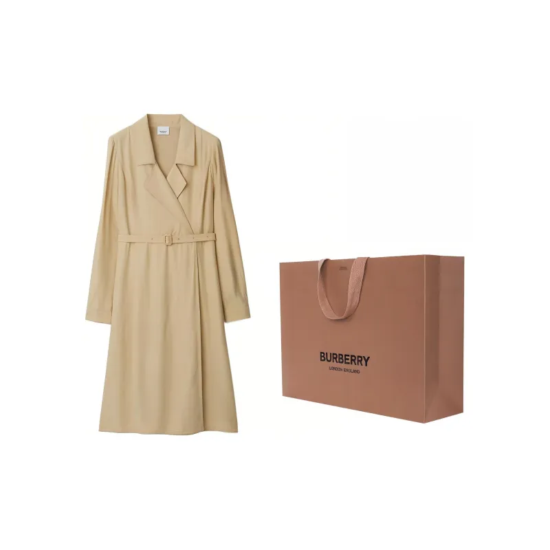 Burberry SS24 Long Sleeved Dresses Women's Almond Beige-2