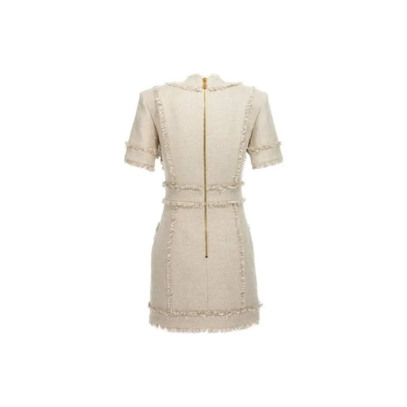 BALMAIN Short-Sleeved Dresses Women's Beige-1