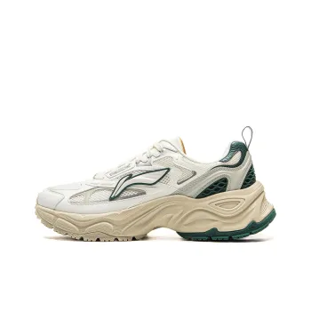 LiNing Star Ring Cushioning, Slip Resistant, Abrasion Resistant, Breathable Low Top Casual Shoes Men's White Green