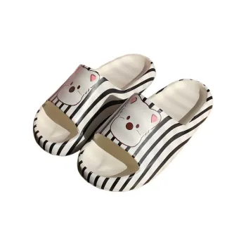 SHIGUDE Sandal Slippers Unisex, White Black
