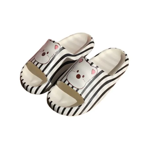 SHIGUDE Sandal Slippers Unisex, White Black