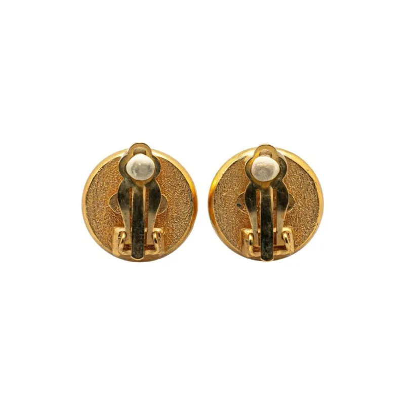 CHANEL 1994 Plated Faux Pearl Clip On Earrings Costume Earrings-1