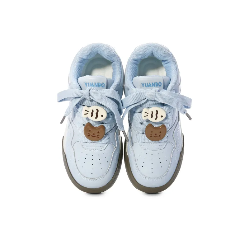 Lovely You Wear resistant And Lightweight Low Top Skateboard Shoes Women's Blue-21