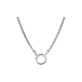 David Yurman Sterling Silver Smooth Amulet Box Chain Necklace 2.7mm