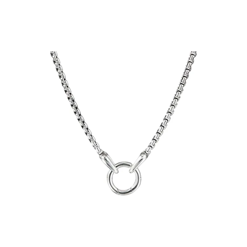 David Yurman Sterling Silver Smooth Amulet Box Chain Necklace 2.7mm-0