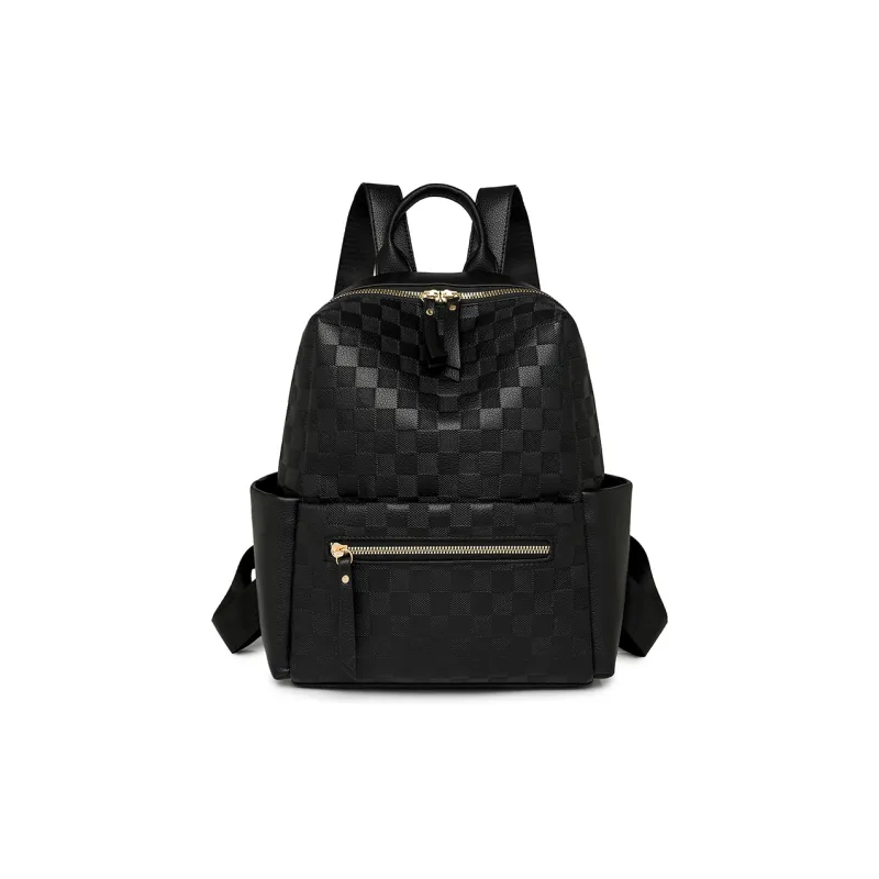 Yalu PU Laptop Bag Backpack Regular Women's White/Black-7