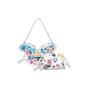 EYE THEME PU & PVC Portable Double Shoulder Backpack Regular Women's Multicolor White