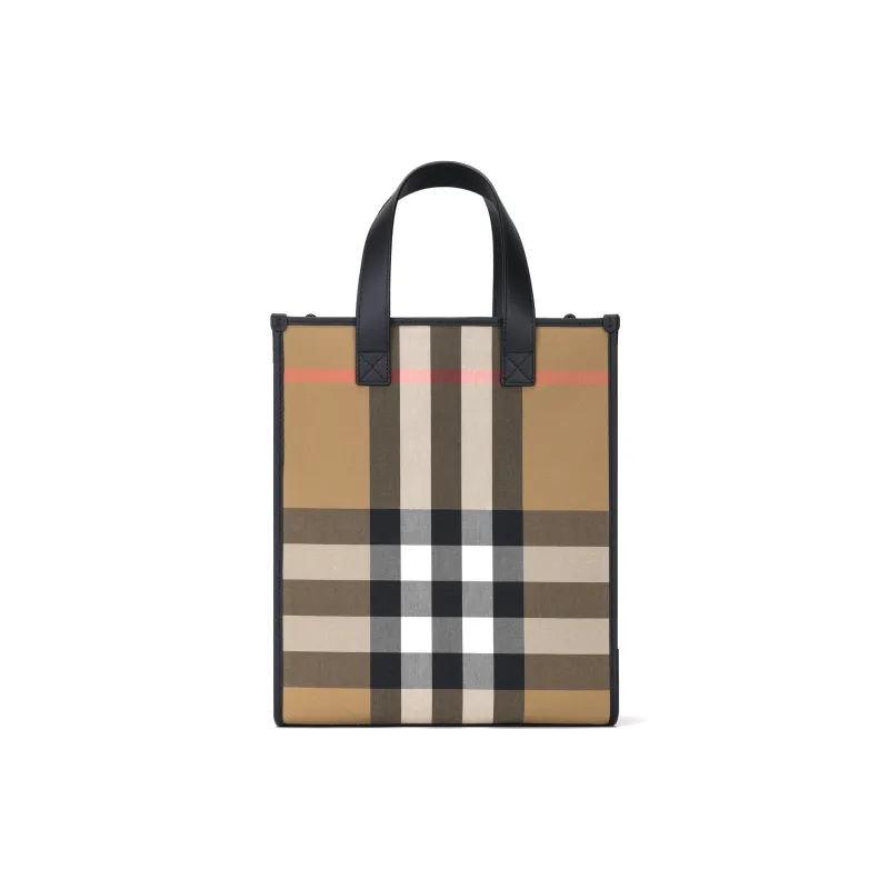 Burberry House Canvas One Shoulder Handbag Unisex Gray Brown-3