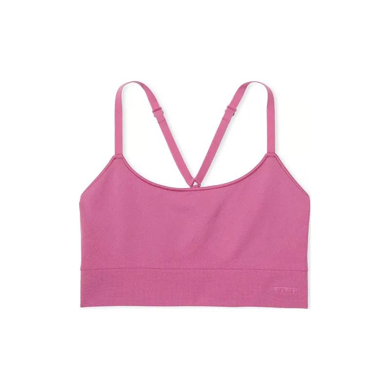 Victoria's Secret PINK Seamless Scoop Racerback Sports Bra / MM Bra Women's Midnight Fuchsia-0